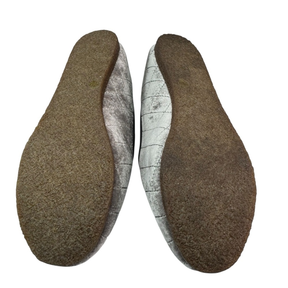 Tory Burch Billy Quilted Slipper Smart Velvet Metallic TB Logo Grey Pewter 7 - Picture 6 of 7